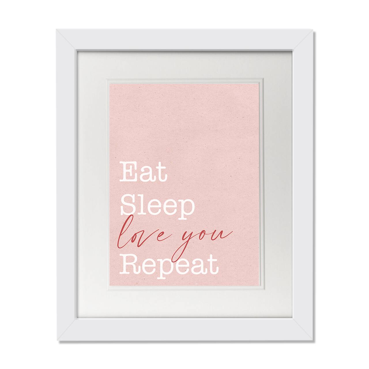 11" x 14" Eat Sleep Love White Framed Print Wall Art